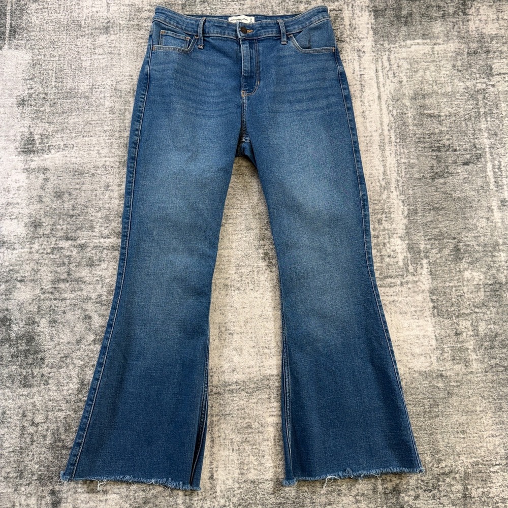 Abercrombie & Fitch Jeans Womens 29 8R Flare Ultra High Rise Stretch Denim Raw